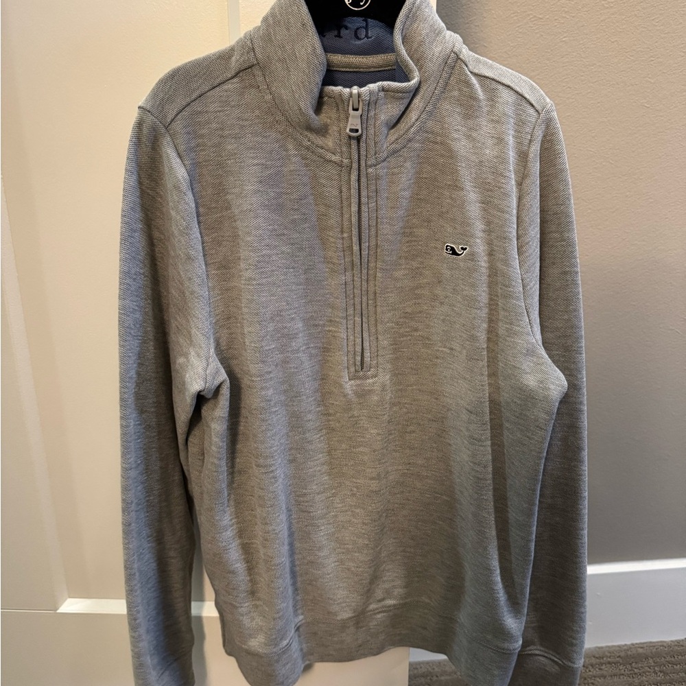 Boys Vineyard Vines Gray Boathouse Quarter-Zip Sweater SZ S